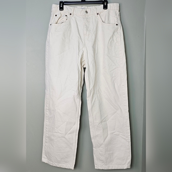 Zara Relaxed Wide Leg Jeans, White, Size 32 - Picture 2 of 7
